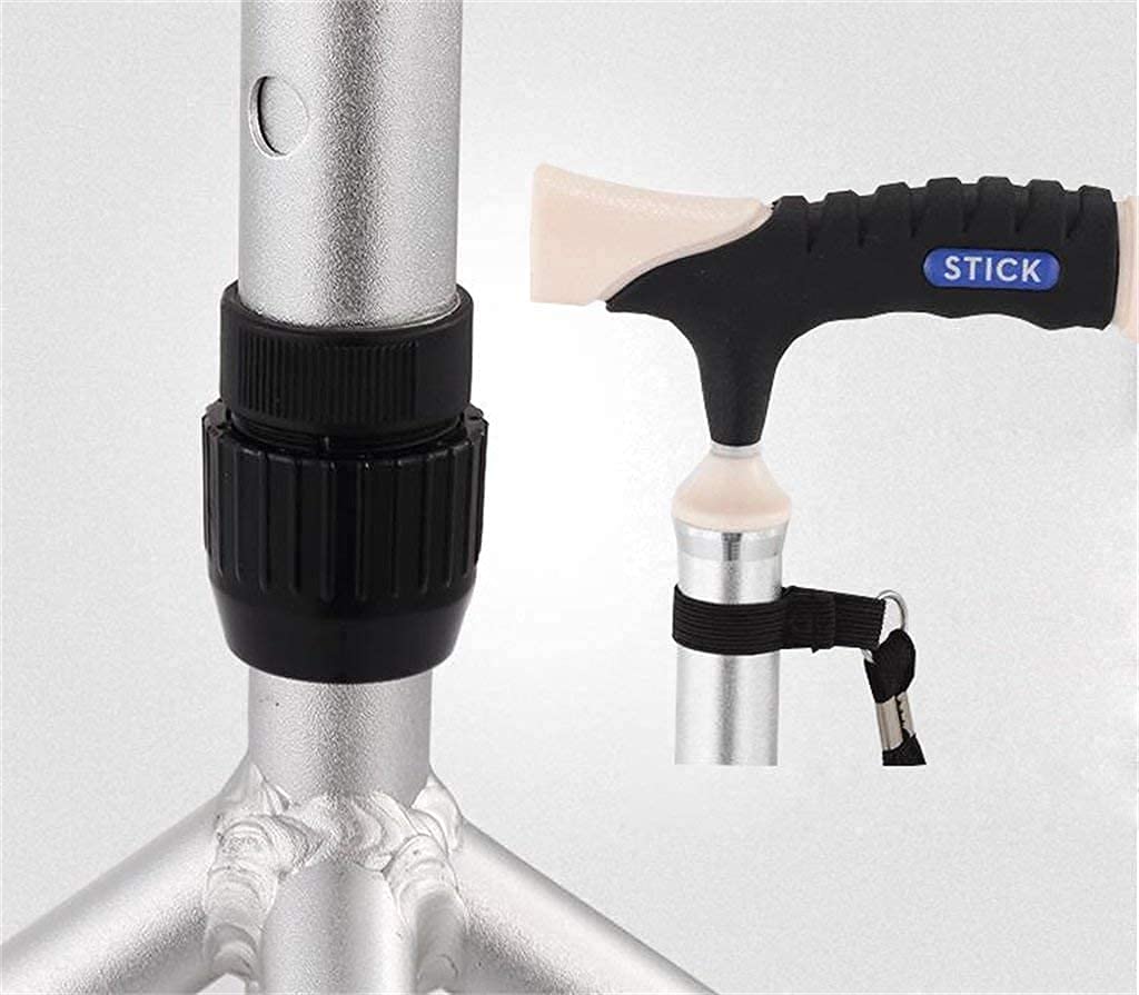 Bastones Bastón para Caminar Soporte para bastón Bastón Muleta Andador para Ancianos Ancianos Telescópico Estable Antideslizante Ligero Altura Ajustable con 4 pies Bastones Dorados para Hombres o