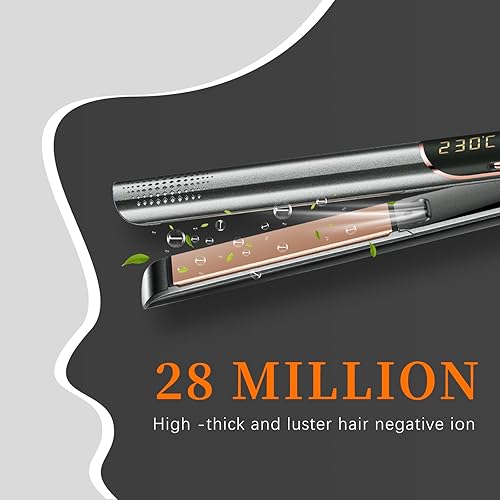 Miniatura 7 de Plancha rizadora y rizadora 2 en 1 portátil, plancha plana para el cabello, placas flotantes de cerámica, calentamiento rápido, bloqueo de