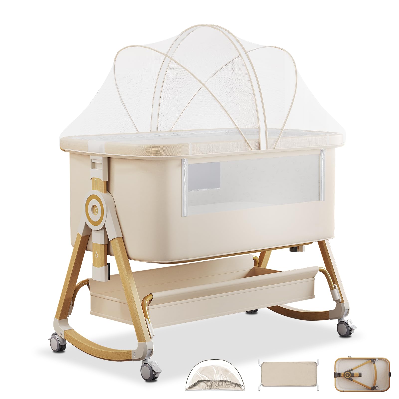babybed 多機能ベビーベッド ベージュ Amazon.co.jp: 【多機能新仕様】ベビーベッド 添い寝ベッド 折畳み 高