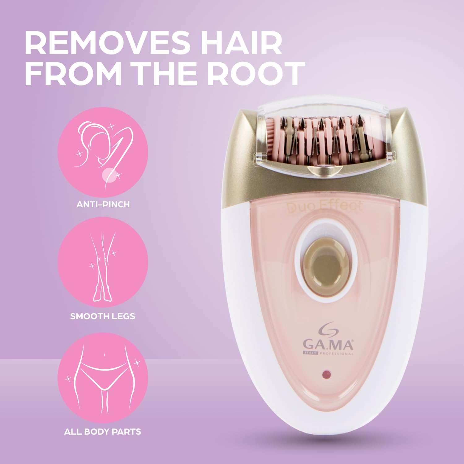 Epilady Gama Delicare Duo Rechargeable Epilator for Women, Cordless Electric Hair Removal Device, Hair Remover for Women, Bikini Trimmer for Women Pubic Hair, Dual Head, Dual-Volt, 2-Speed, LED Light