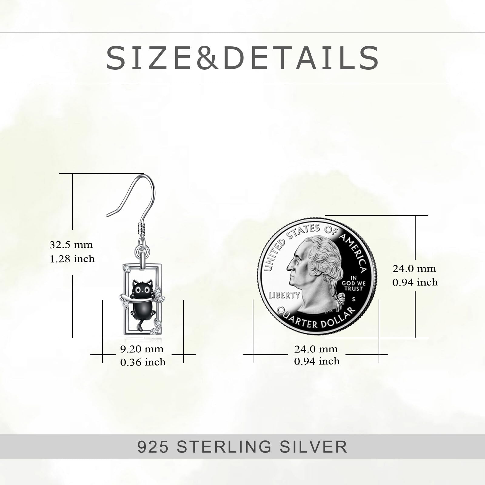 Pendientes colgantes de plata de ley 925 con diseño de gato negro, paz, pato, flamenco, circonita, sandía, gato, joyería de regalo para mujer