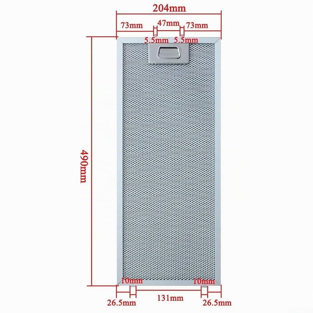 Filtro de campana de ventilación de aluminio de 5 capas para extractor de cocina Orbegozo, filtro de trampa de grasa de malla de aluminio de 204 x 490 mm, repuesto de escape de cocina, ventilación de