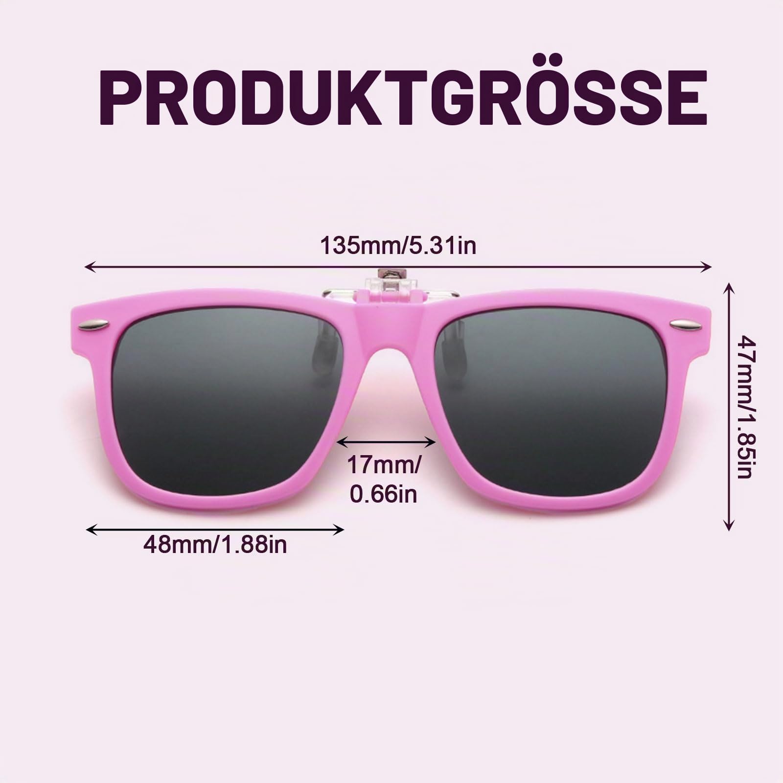 FUIPVGI 2 Stück Polarisierte Sonnenbrille mit UV Schutz - Brille Aufsatz für Brillenträger, Überbrille Blendschutz für Jungen Mädchen (Rosa)