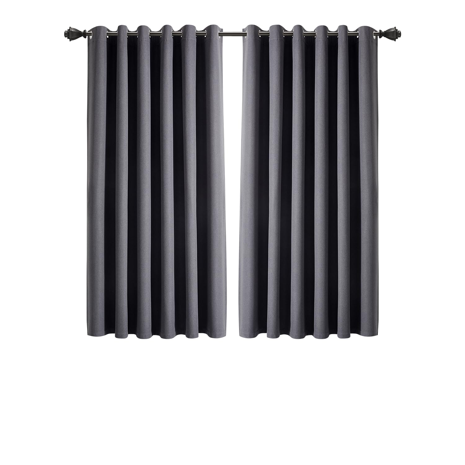 INSPIRE HOMEWARE 100% Blackout Curtains for Bedroom 46x54 Charcoal Linen Curtains Super Soft & Energy Saving Thermal Insulated Eyelet Curtain 2 panels with Matching Tiebacks
