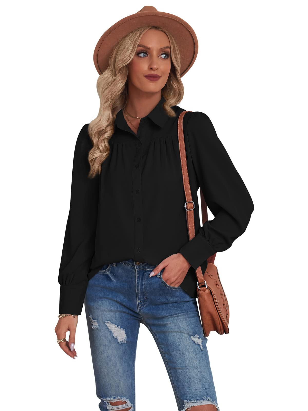 Women's Shirt Long-Sleeved Shirt Collar Classic Paragraph Business Blouse Casual Single-Breasted Shirt