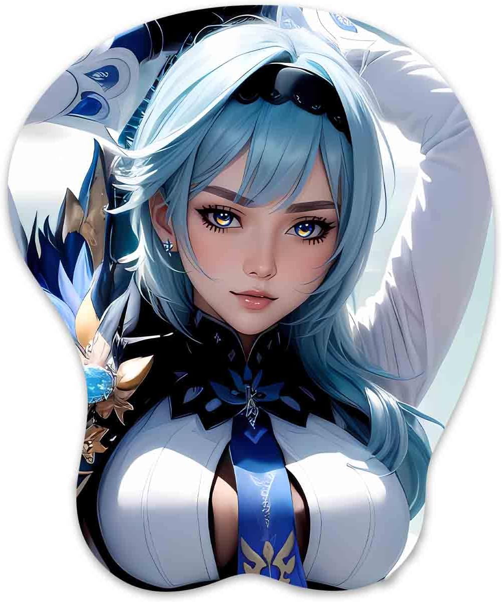 3D Mouse Pad Oppai Mousepad with Soft Gel Wrist Rest Anime Manga Gaming Boob pad Anti-Slip Mouse Mat （EULA 5）