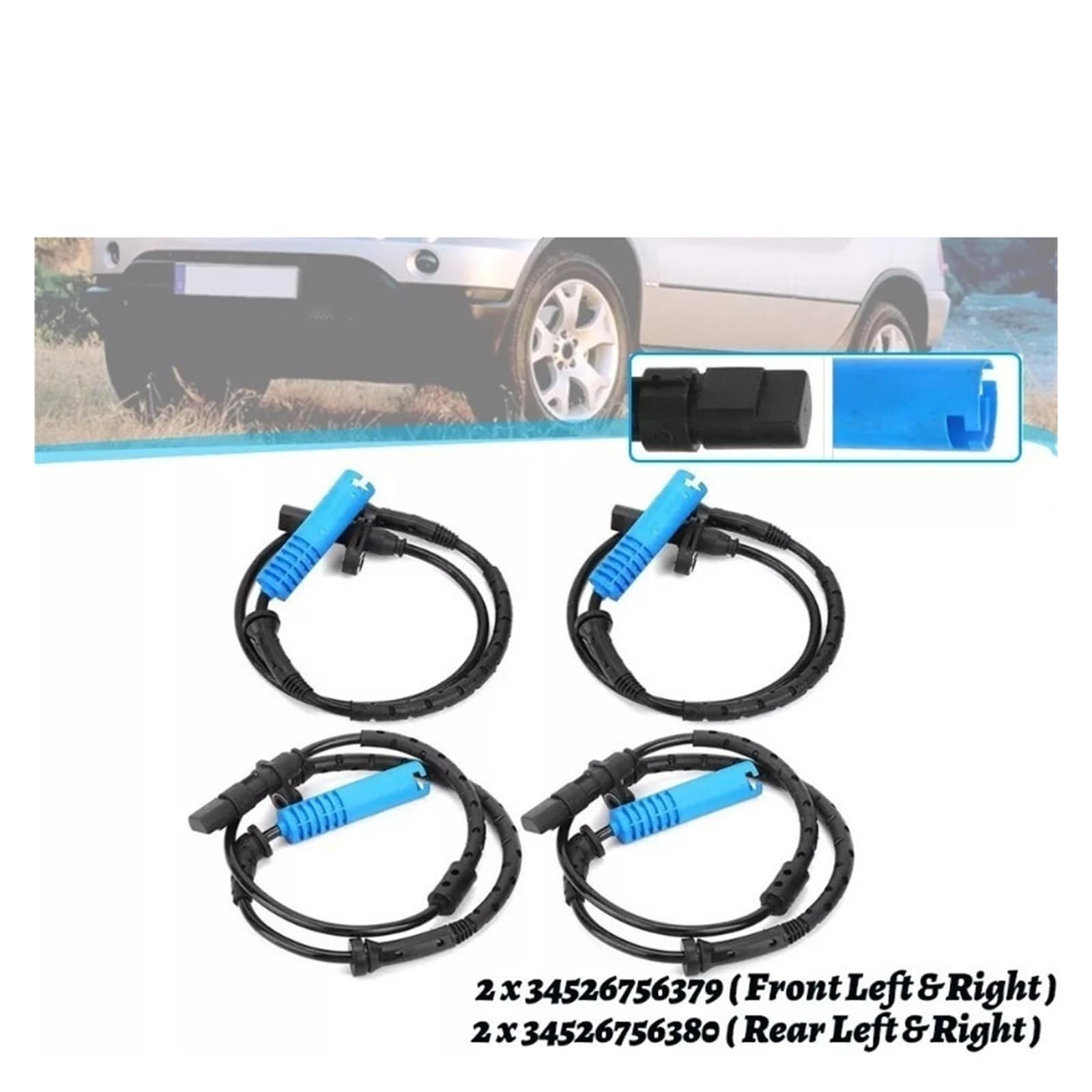 4 szt. 34526756379 34526756380 kompatybilne z BMW X5 E53 2000-2007 przód tył lewy prawy czujnik prędkości koła ABS