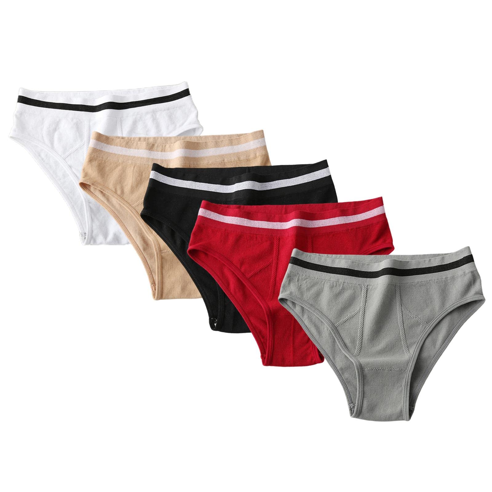 nivaa 5 Pack Soft Women Underpant High Waist Thong Cotton Briefs Ladies Panties L-picture-33