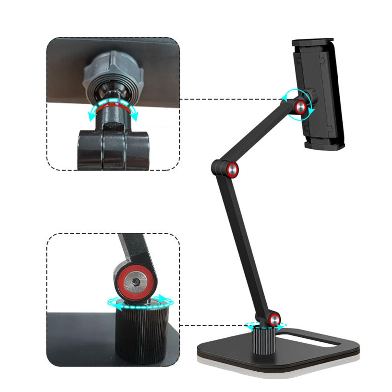 Supporto per tablet, supporto per tablet variabile a 360 gradi, robusto supporto da tavolo per telefoni cellulari e tablet sotto i 13 pollici, ideale per casa, ufficio e viaggi