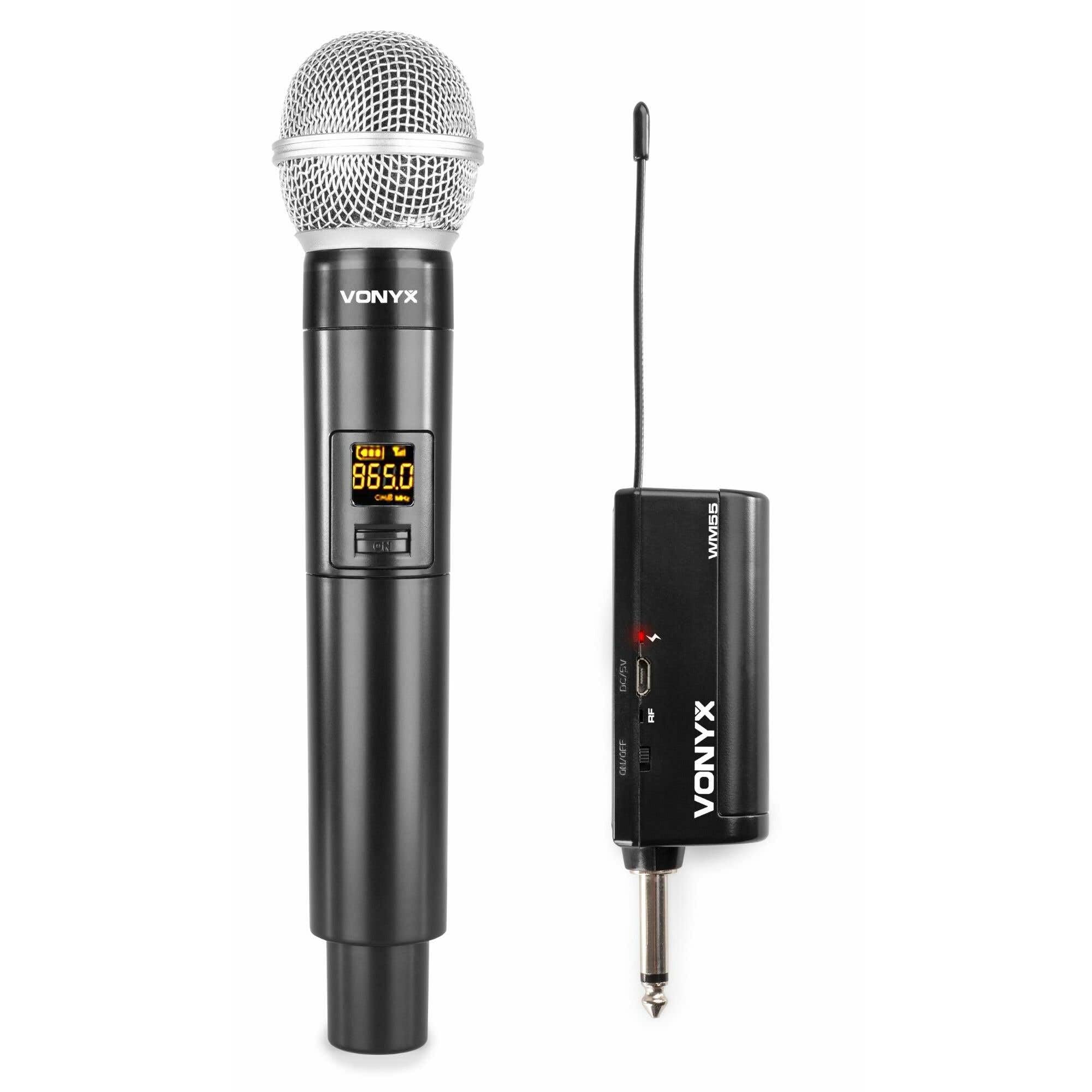 Vonyx WM55 Micrófono inalámbrico UHF Plug & Play | Plug & Play, 10 canales UHF, alcance hasta 50 m, cancelación de ruido