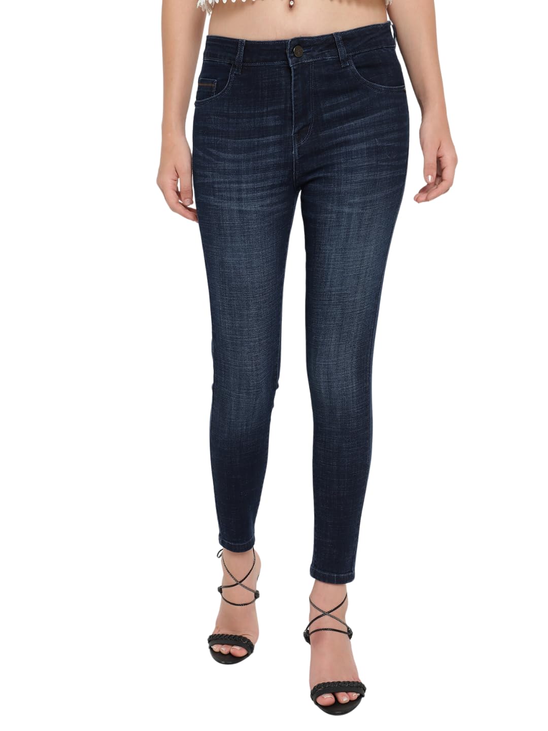 beatnik Women's Dark Blue Classic High Rise Slim Fit Ankle Length Standard Jeans-picture-25