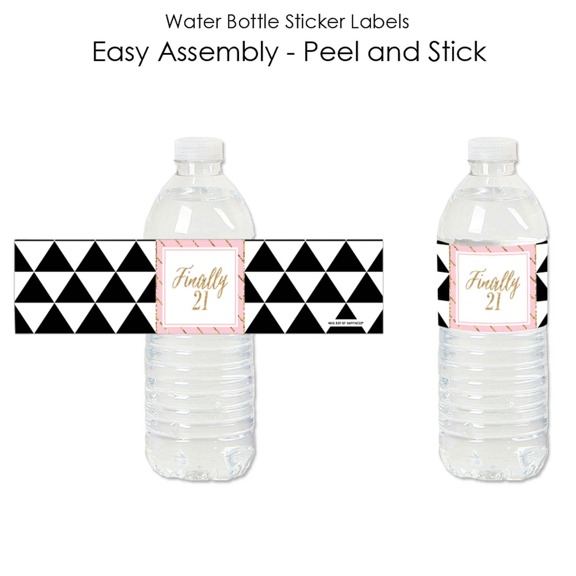 Big Dot of Happiness Finally 21 Girl - 21st Birthday Party Water Bottle Sticker Labels - Set of 20