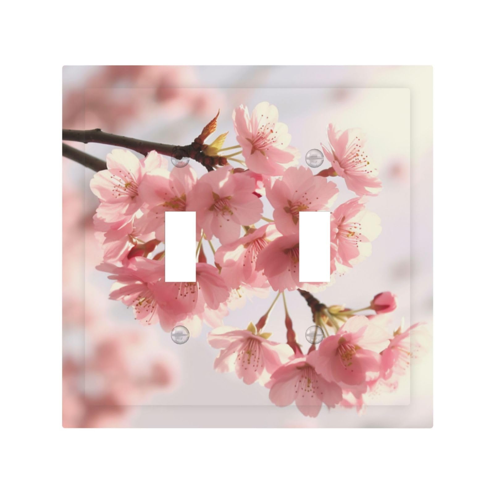 Decorator Double Toggle Light Switch Covers cherry blossom Wall Plate 2-Gang Mid Size 5" x 4.9" Double Toggle Switch Wallplate Decorative 2 Gang Wall Switch Plate Covers
