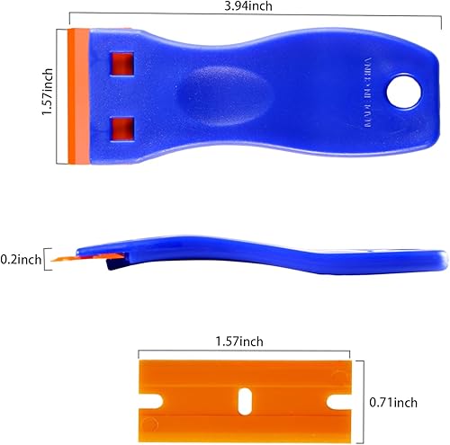 Miniatura 2 de JVSEYTE Rascador de cuchillas de afeitar de plástico, 4 herramientas raspadoras y 120 cuchillas de afeitar de plástico para eliminación de adhesivo