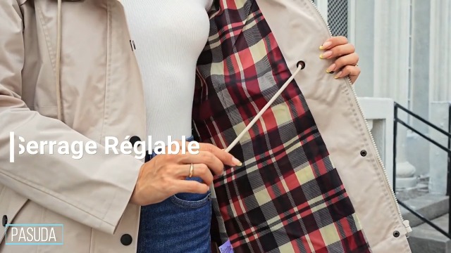 PASUDA Veste Imperméable Femme Longue à Capuche - Manteau Pluie Coupe-Vent Léger Parka