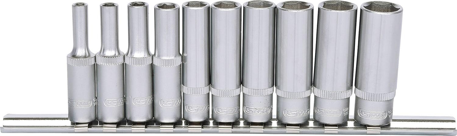 KS TOOLS jeu de douilles hexagonales 1/4", longues, 10 pces 4-13mm 917.0610