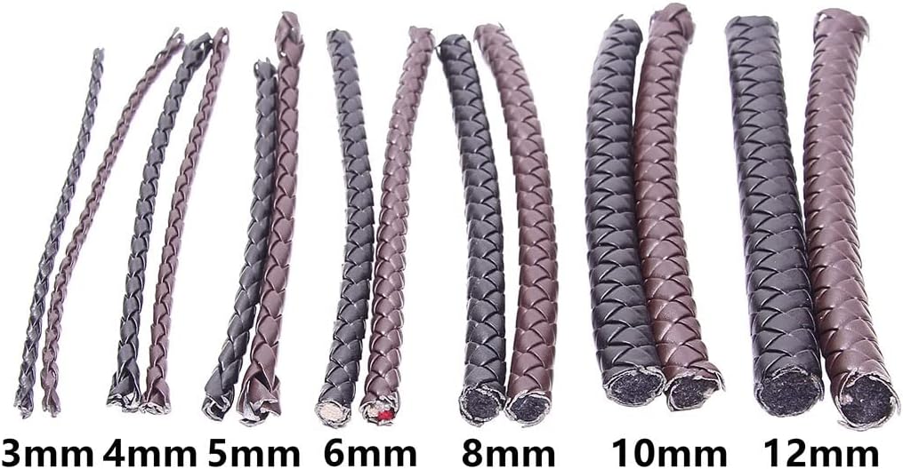 3/4/5/6/8/10/12mm Round Leather Cord String DIY Necklace Bracelet Making Finding Black Brown Braided PU Rope Jewelry Accessories, 1pcs (Color : Black, Size : 10mm 5m)