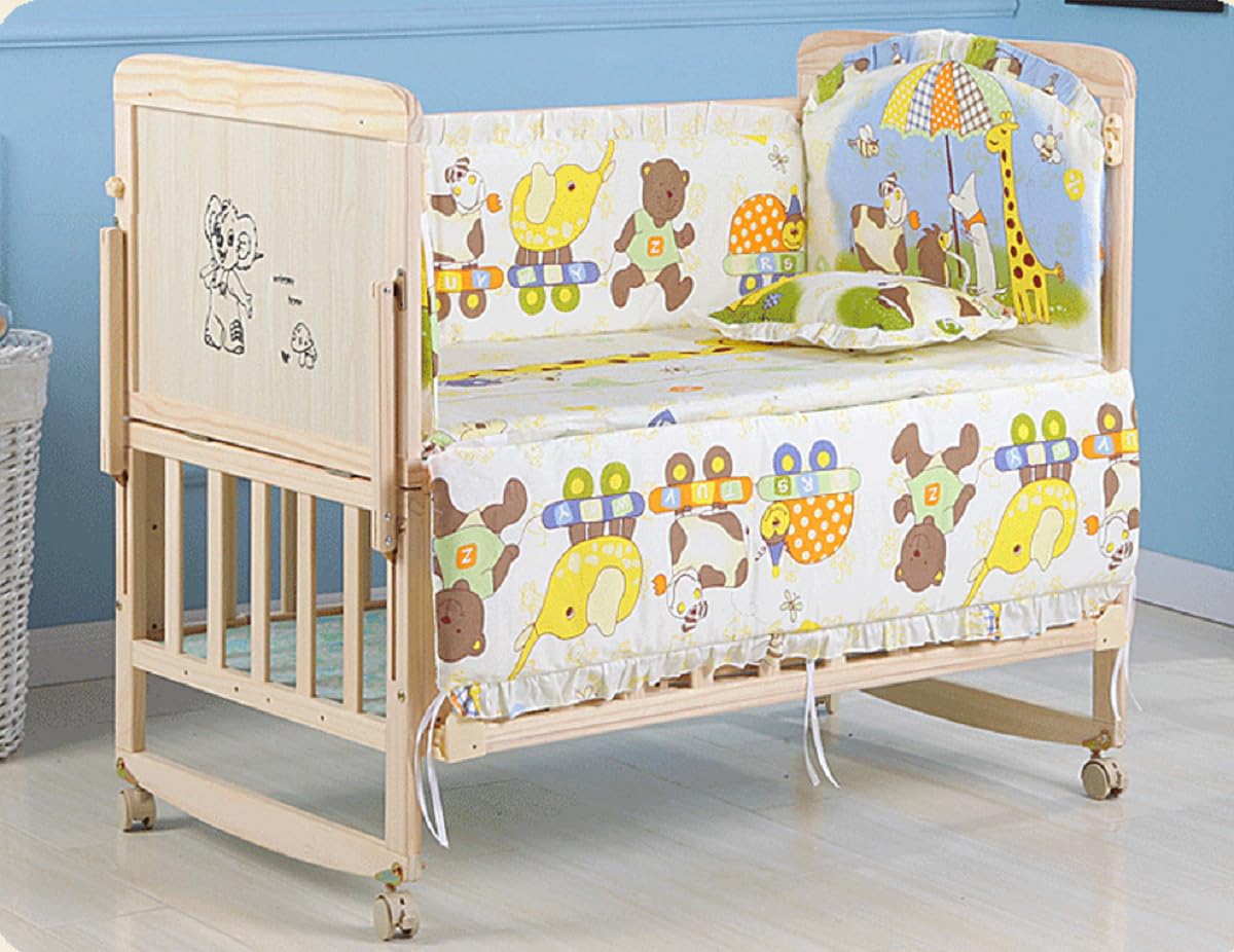 HALAYAYA Baby Bedside Crib, Premium Solid Wood Baby Bedside Sleeper With Mattress Breathable Net Mosquito Net Sturdy Structure for Newborn and Infant 0-4 Years (B(102 * 60 * 90cm))