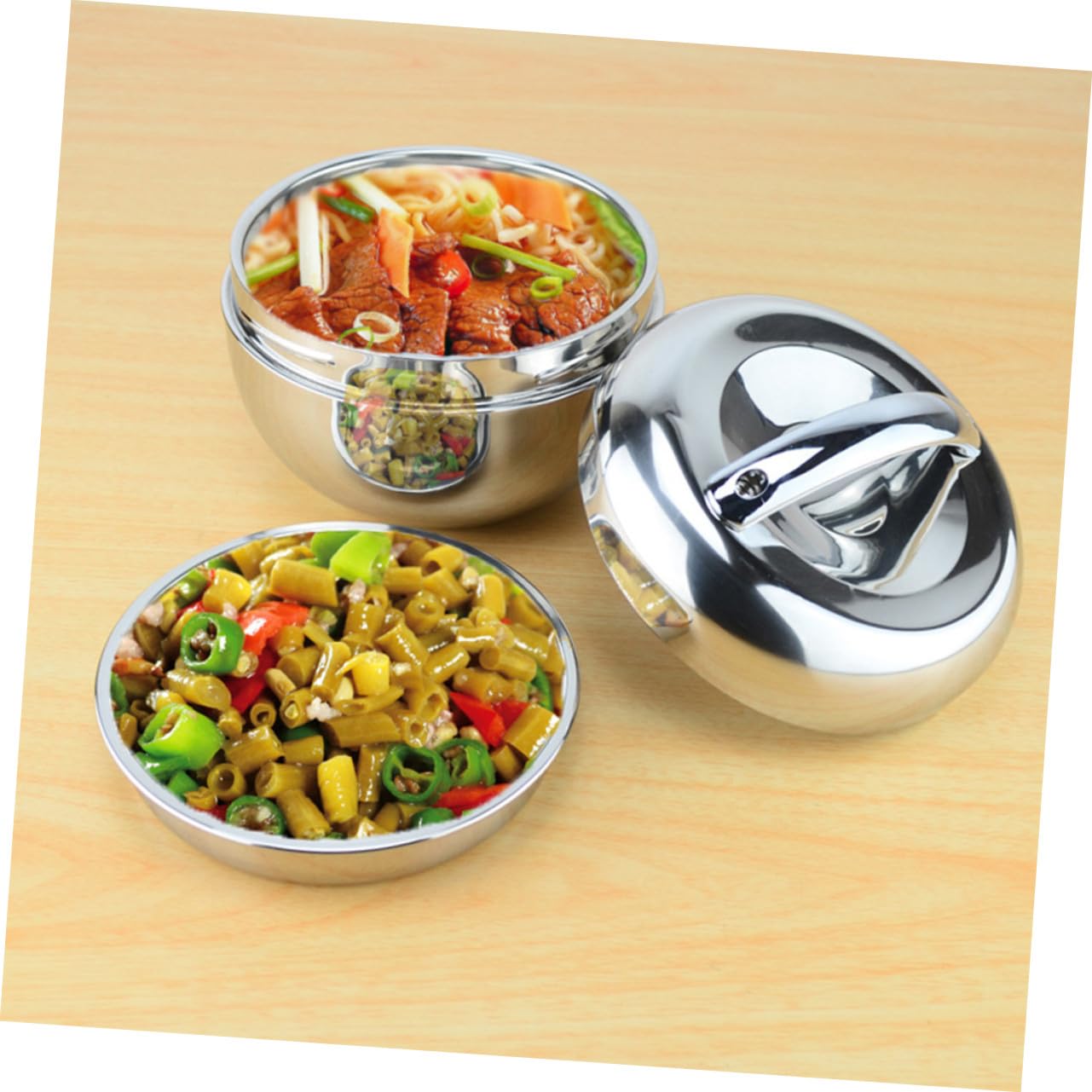 Fiambrera Térmica de Acero Inoxidable con Compartimentos Forma de Manzana Caja Almuerzo Hermética para Comida Caliente para Trabajo y Escuela