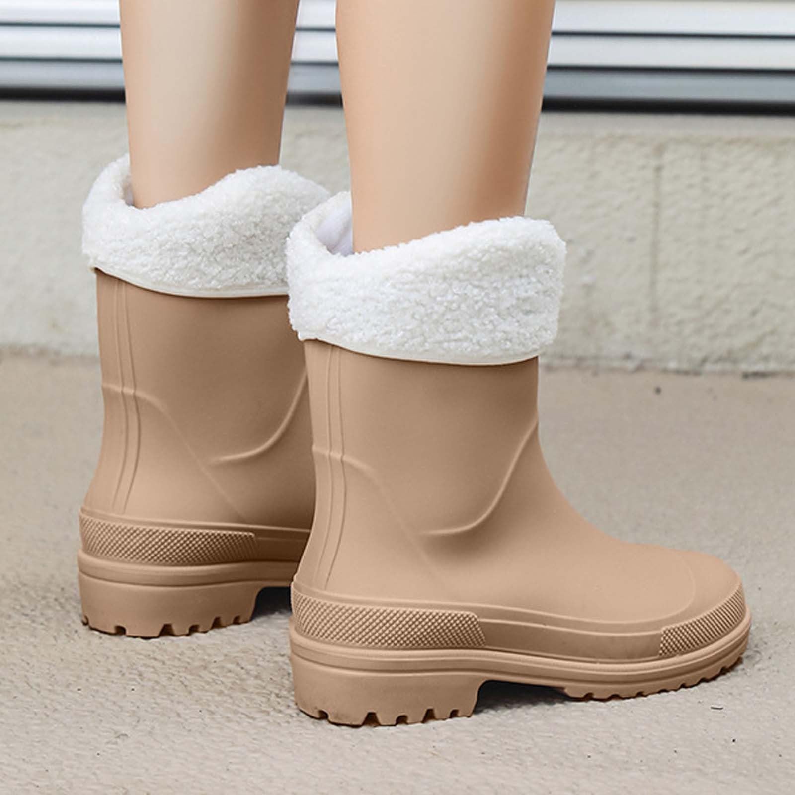 Botas de goma para mujer, forradas, botas de lluvia de media altura, botines de invierno, botines para el tobillo, botas de lluvia, botas de jardín, impermeables, zapatos de trabajo, zapatos