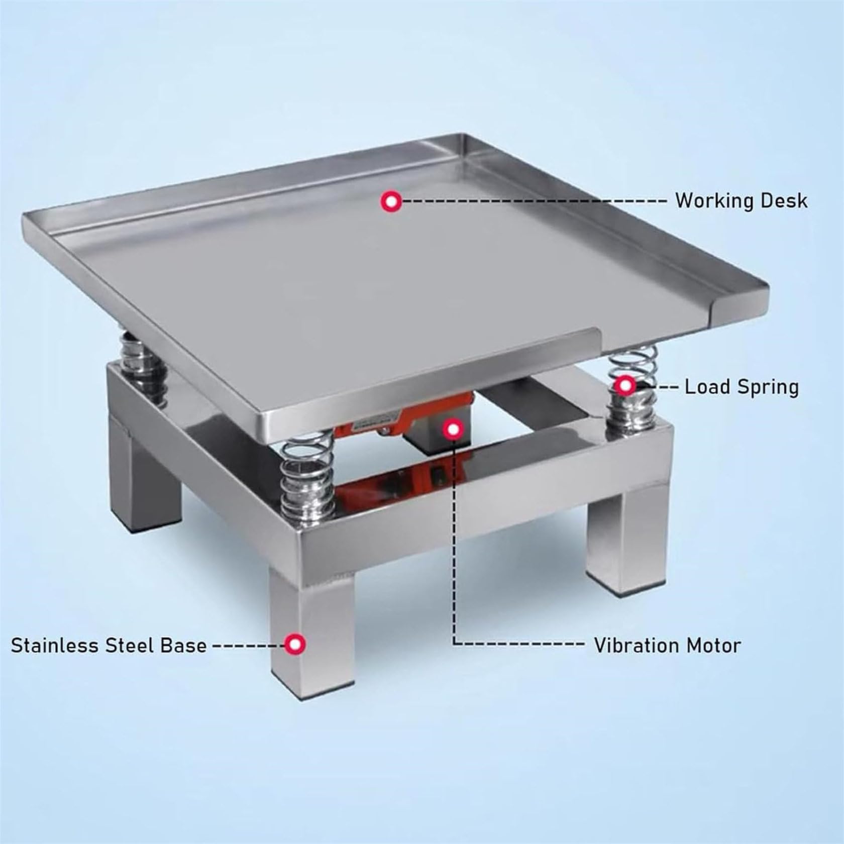 Mesa vibradora de hormigón, agitador eléctrico para pruebas de vibración, plataforma pequeña de acero inoxidable, 50 x 50 cm, 3000 rpm, bloque de banco de vibración