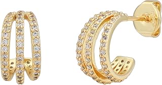 Triple Hoop Earrings Small Hoop Earrings Huggie Earrings Gold Hoops CZ Earrings Triple Strand Hoop Earrings Diamond Hoop Earrings Gold Tiny Hoops