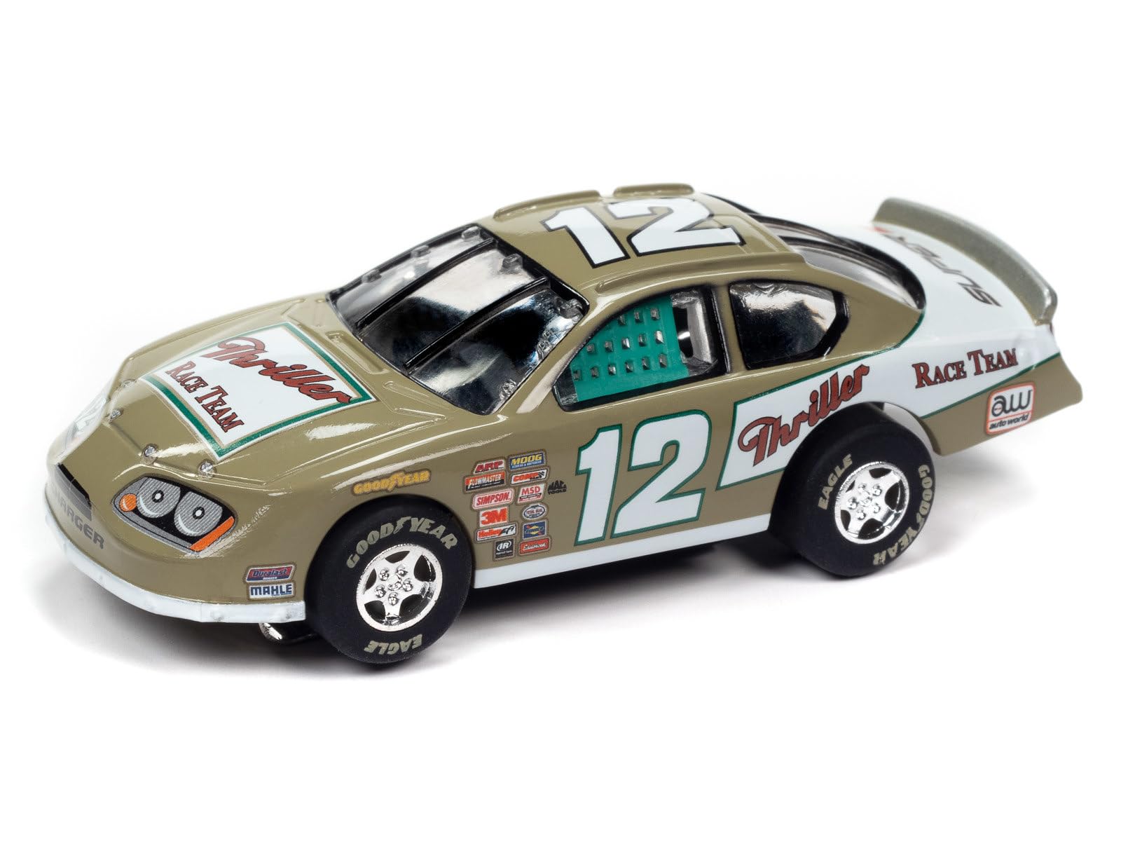 Auto World Super III SC399-3A 2008 Charger Stock Car (Gold) HO Scale Slot Car