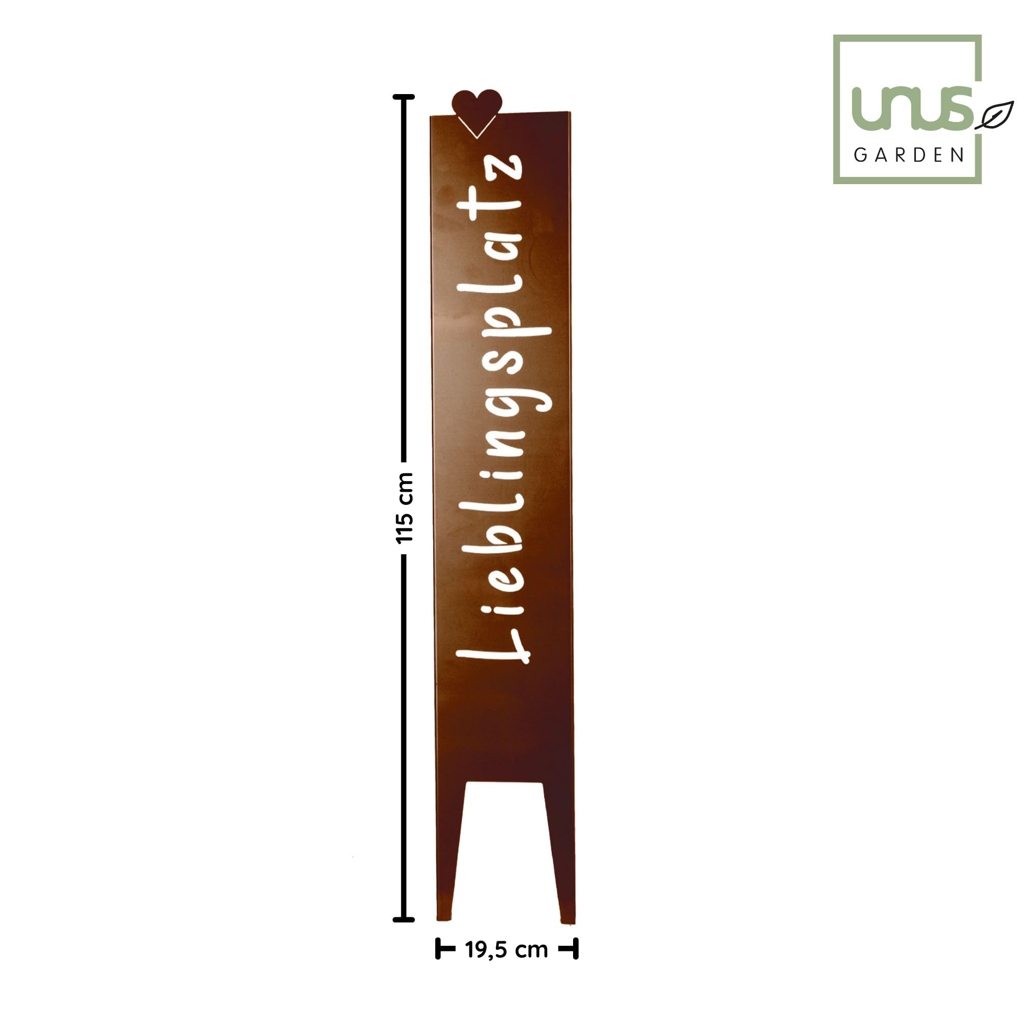 UNUS Gartenstecker "Lieblingsplatz", Gartenstecker Rost, 115x19,5 cm, Deko outdoor, Gartendeko für draußen, wetterfest