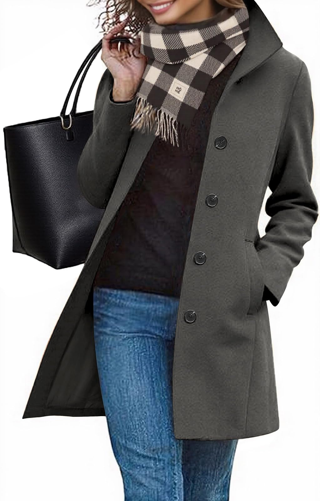 Mantel Damen Wintermantel Lang Winterjacke Klassischem Wintercoat Revers Übergangsjacke Knielang Trenchcoat Elegant Jacke Herbst Winter Outwear mit Knopf