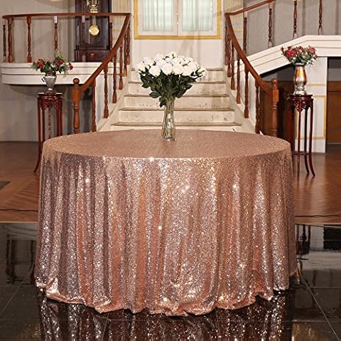 3E Home Rose Gold Sequin Tablecloth Cover