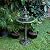 Alpine Corporation TEC104 Outdoor Floor 3-Tiered Pedestal Soothing Cascading Waterfall Fountain with Birdbath, 40", Green