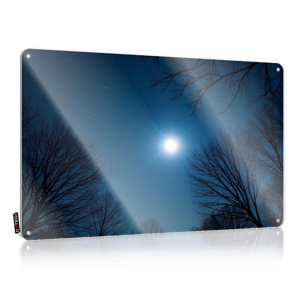 Sujd Men's Colour Witchy Decor Tin Plate Sign Handmade Highland Welcome Bell Pre-Drilled Metal Art/Western Cowboy Wall A Serene Night Sky With Bright Moon And Starry Backdrop - Rustic Durable