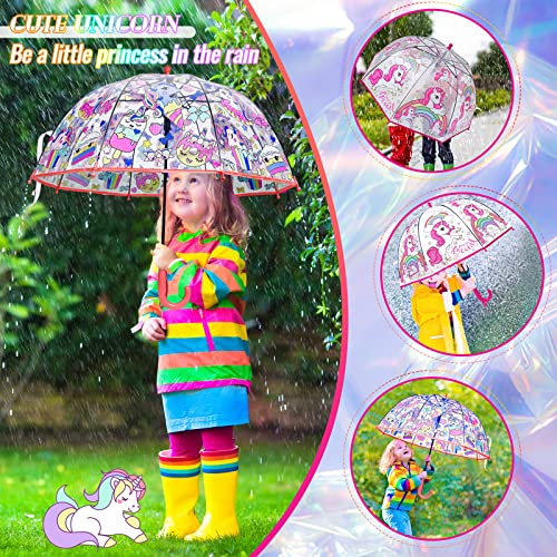 2 Pack Kids Clear Bubble Umbrella Unicorn Umbrella For Kid Rainbow Bubble Umbrella For Rain Safety Transparent Dome Bubble Umbrella For Toddler Boys Girls Gift Party Favor, 2 Styles (Unicorn) #TOP5