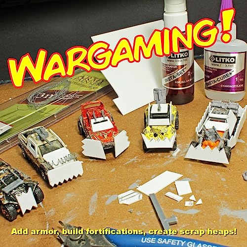 Image of LITKO Plasticard Styrene Sheets | .020 inch Modeling Plastic | White | 12 Pack | Twelve 8x10-inch polystyrene sheets | Thin & flexible - easy to cut, score & bend | For scratch building, terrain & displays