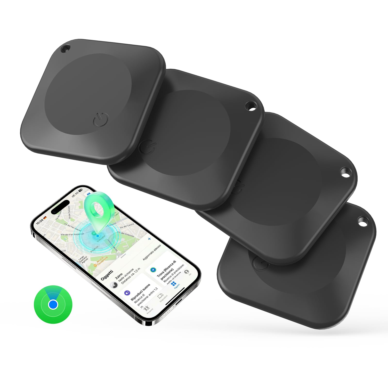UMAwangfit Air Tracker Tag 4er Pack,Schlüssel Finder Kompatibel Compatible Avec Apple Find My (iOS NUR) IP68 Wasserdicht,Bluetooth Key Finder für Gepäck/Taschen/Brieftasche