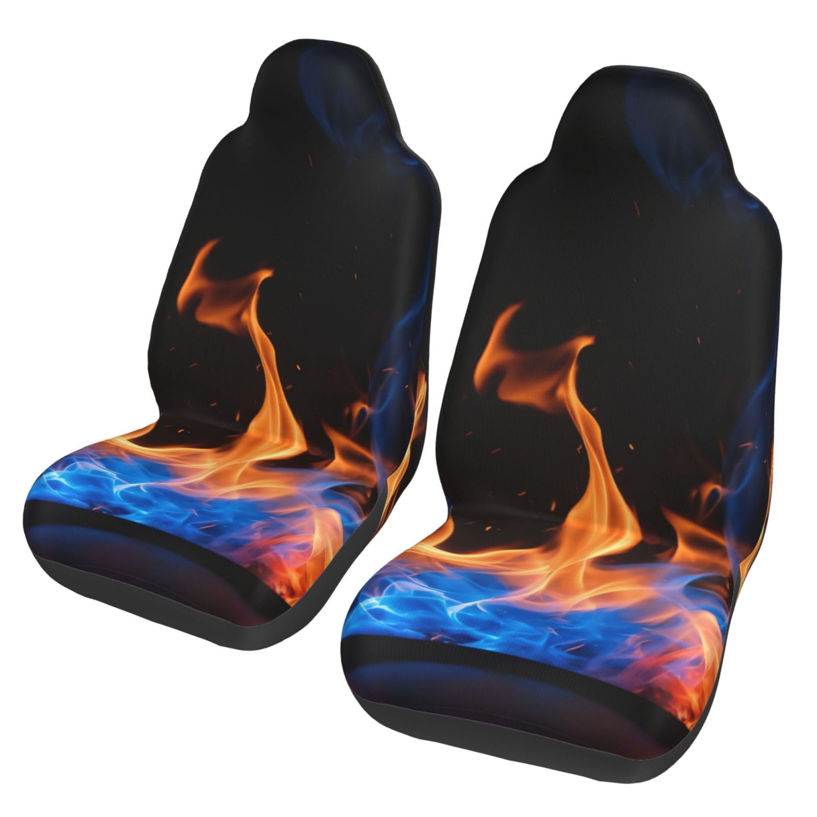 Fundas de asiento de coche con acabado antideslizante y diseño de llama azul 8