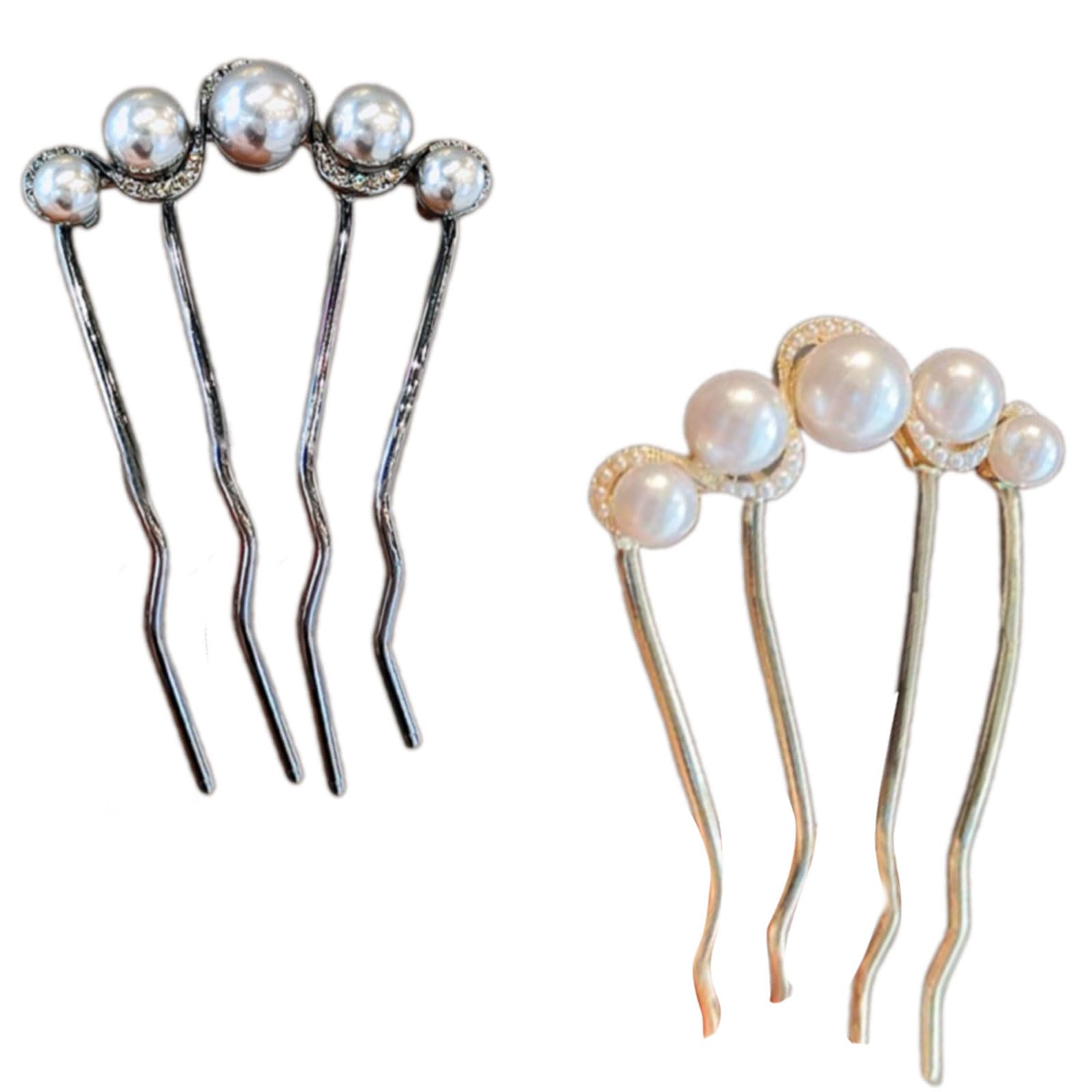 MICFENY Elegant Alloy Imitation Pearls Hairpins With Geometric Cutouts Secure Grip U-shaped Hair Pins For Updos And Styling