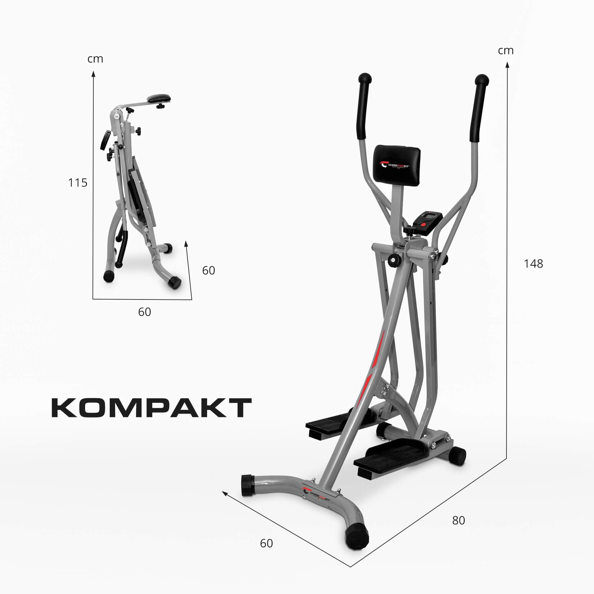 Christopeit Crosstrainer Walker Pliable, vélo elliptique pour la Maison, jusqu'à 100 kg, Ordinateur LCD, Peu encombrant, Compact, Silencieux