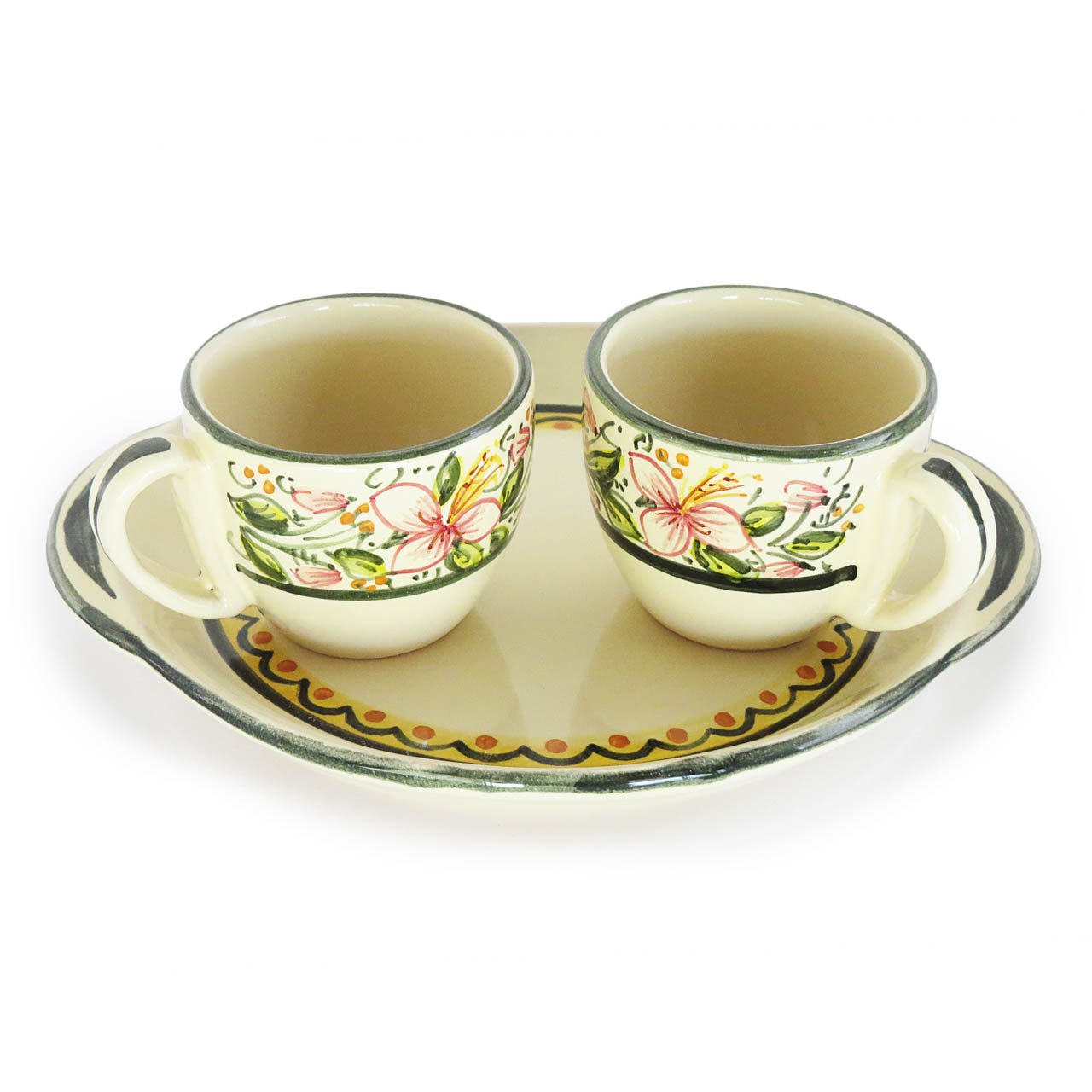 Service à thé Ceramiche Liberati avec plateau en céramique artisanale italienne