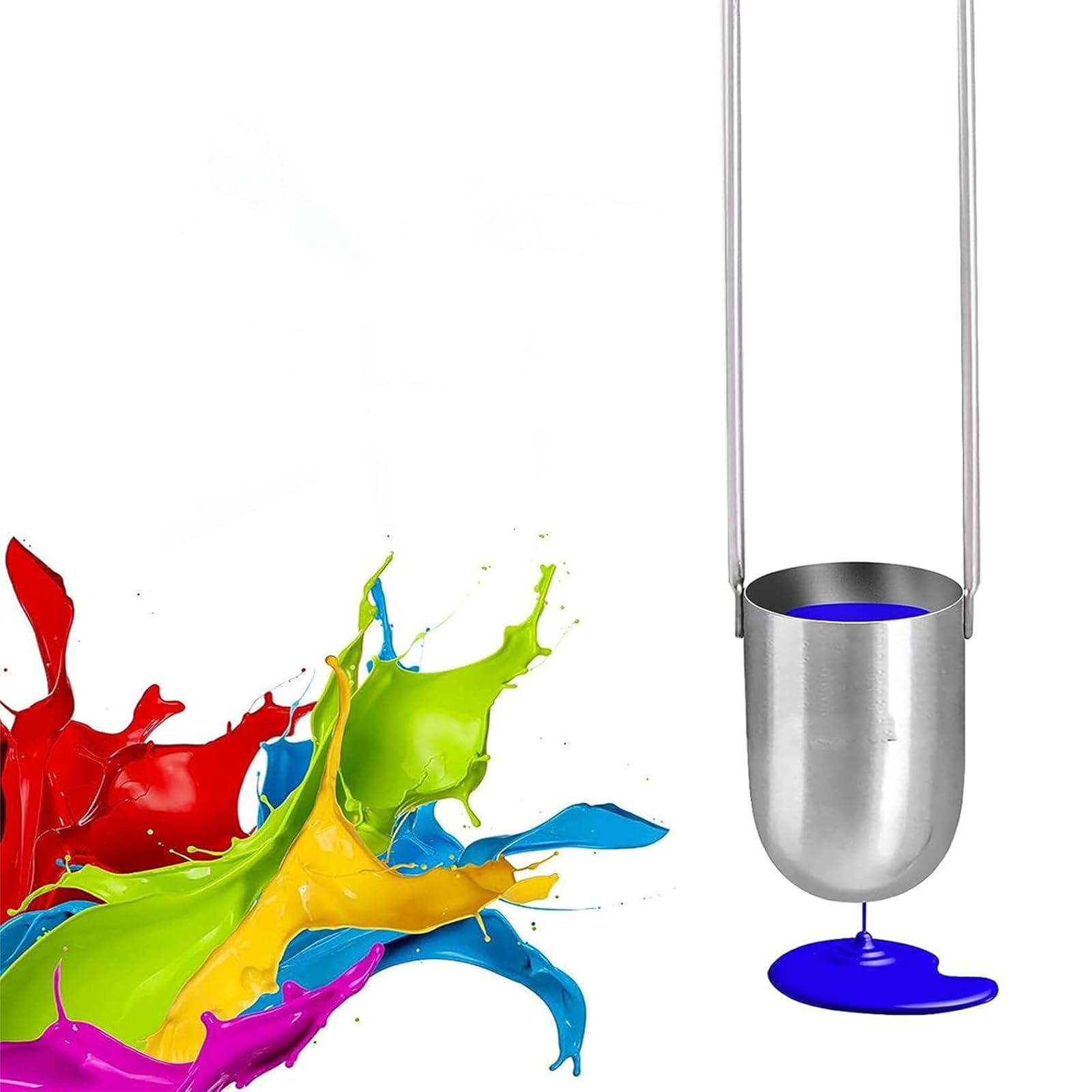 Vaso de viscosidad, vaso de flujo de acero inoxidable, tipo de inmersión para medir aceite, pinturas, miel, 44 ml con anillo de equilibrio y marcas transparentes
