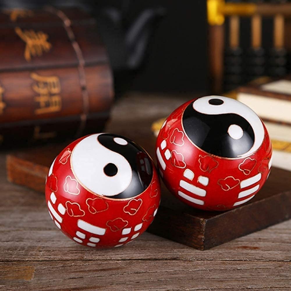 Palle Antistress per Adulti, Palle Baoding Palle Antistress per Adulti Palle per Esercizi Cinesi con Carillon e Palle per la Salute Yin Yang, stimolazione dei Punti di di