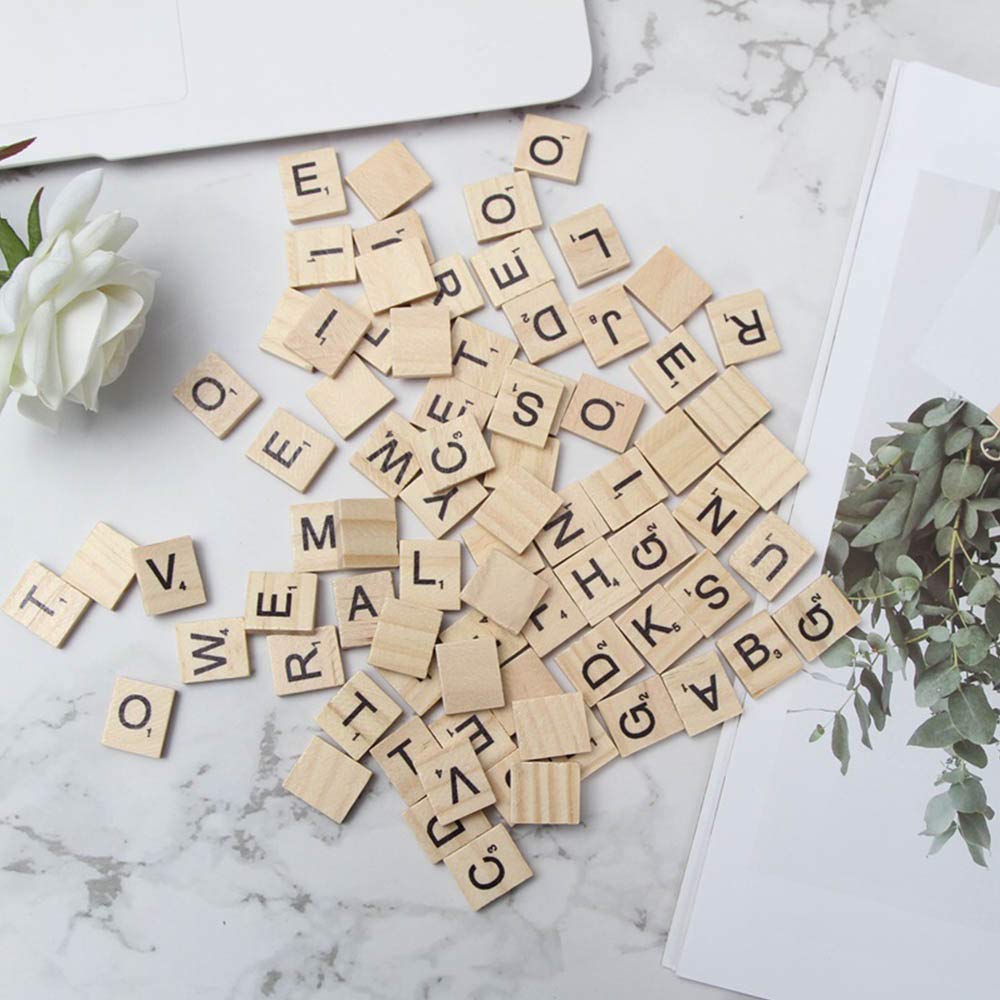 1000PCS scrabble letters for crafts - DIY wood gift decoration - making alphabet coasters and scrabble crossword game wood letter tiles/wooden scrabble tiles A-Z capital letters for crafts, pendants, - Image 4