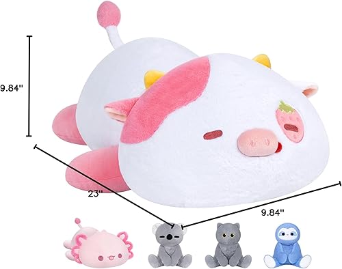 Miniatura 10 de Animales de peluche con peso de 4.0 libras  Peluche de vaca fresa con peso, animales de felpa con peso para niños, almohada con peso de vaca,