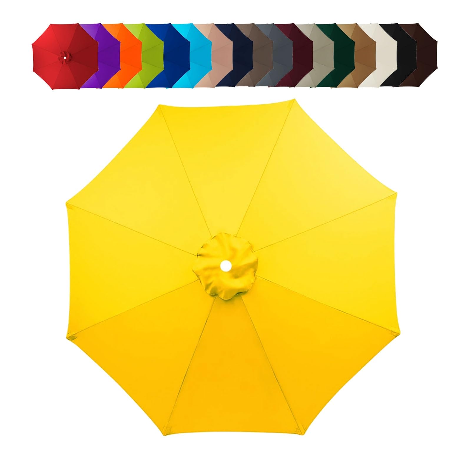 Replacement Parasol Canopy 2.0m/2.5m/2.7m /3.0m 6 Arms/8 Arms Parasol Replacement Canopy Garden Umbrella Replacement Canopy Cover Parasol Umbrella Replacement Cover Replacement Parasol Fabric Cover(Ye