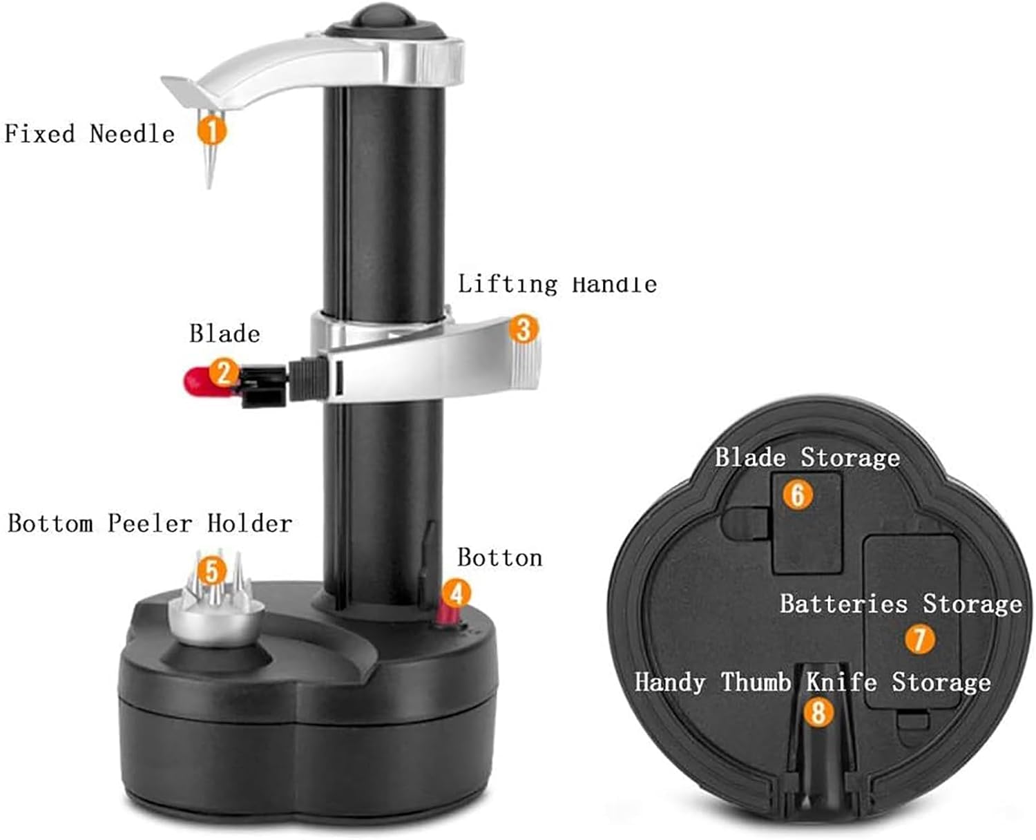 Sbucciatrice Automatica Per Mele, Diametro Del Frutto Da 5 Cm A 10 Cm, Altezza Da 5 Cm A 15 Cm, Spessore Di Sbucciatura Circa 1 Mm. Per Cucina, Frutta E Verdura.
