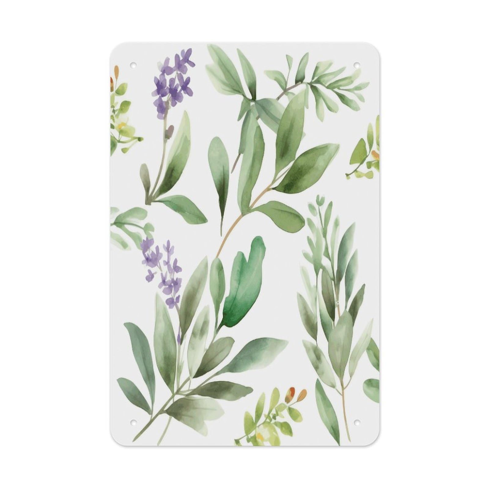 Green Flower Watercolor Herb Sage Leaves And Branches1 Metal Sign with Custom Picture Personalized Vintage Style Iron Painting Funny Wall Art Prints Decor Painting Poster for Home Bedroom Wall Decor 8