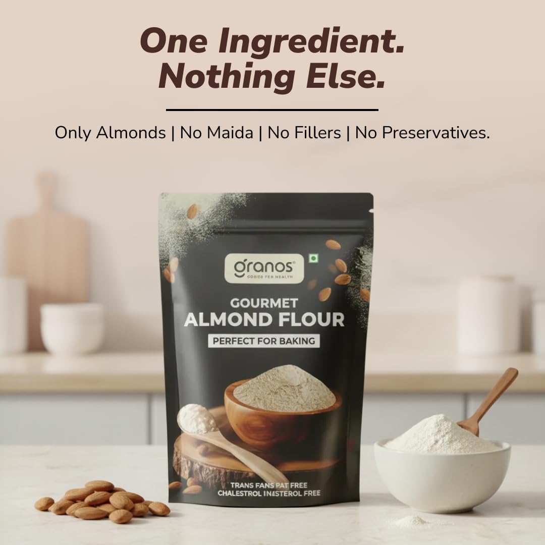 Granos Almond Flour 400g | Badam Atta | Healthy Flour | Gluten Free | 100 Natural & Vegan | Blanched Almonds Atta | For Baking Breads, Cakes and Making Rotis | Low Carbs Atta | Keto Diet Friendly - Image 5 thumbnail