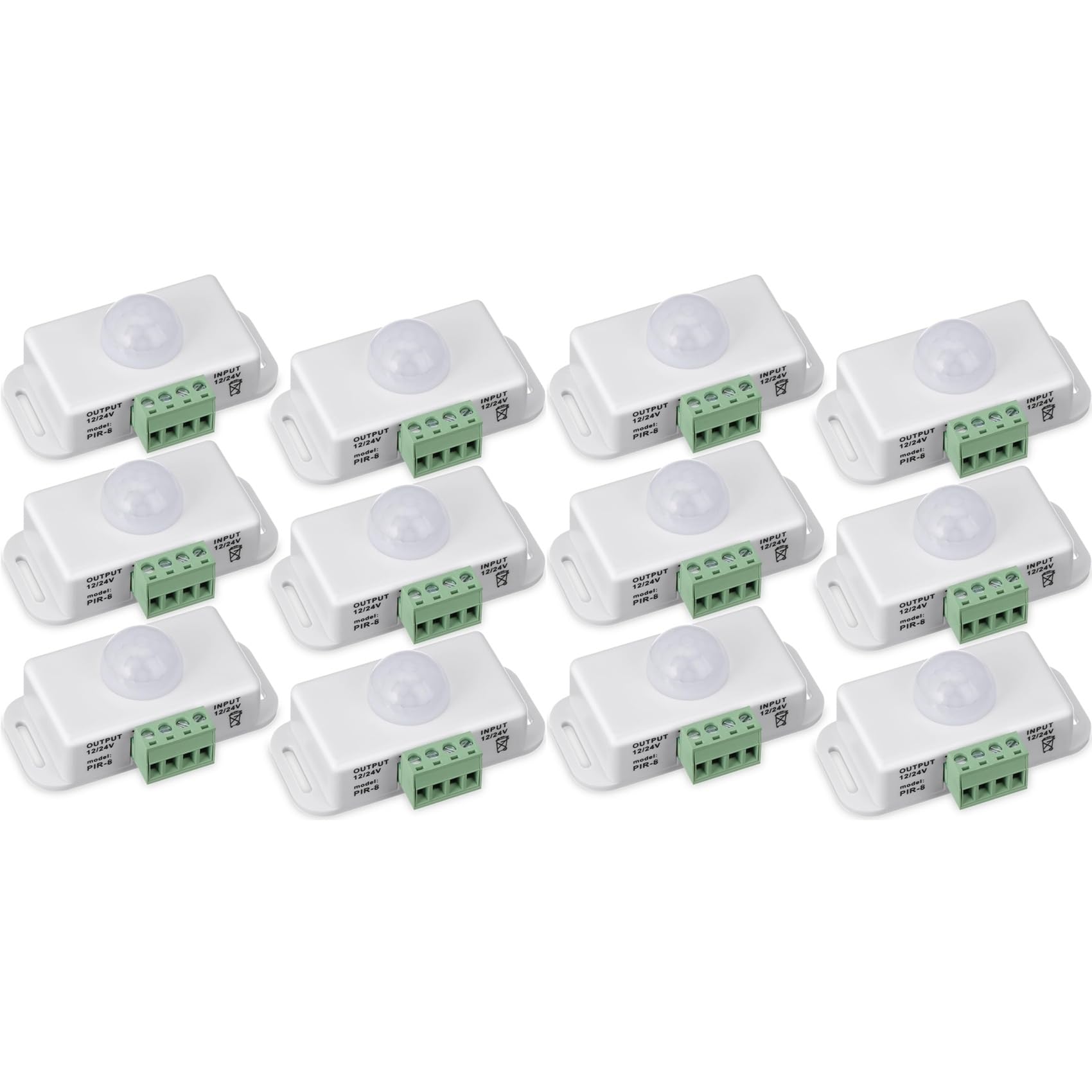 12 Confezioni da 12 V 24 V Sensore PIR LED Sensore di Movimento Rilevatore di Movimento Interruttore della Luce Corpo Sensore A Infrarossi Funzione di Temporizzazione del Movimento