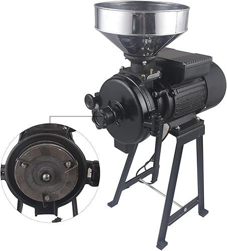 Miniatura 3 de TdiriNar Máquina de molienda eléctrica de grano molinillo de maíz, amoladora comercial de alimentación seca de 110 V 2200 W, negro, máquina