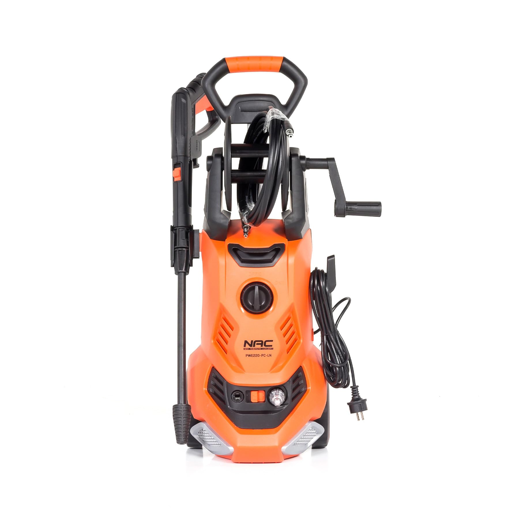 NAC Nettoyeur Haute Pression Portable (11,5 kg) 2200W 170 Bar - Laveur Compact 450 l/h Pompe Aluminium avec Enrouleur Tuyau et Embout Patio Cleaner pour Nettoyage des Surfaces, Voiture et Terrasse